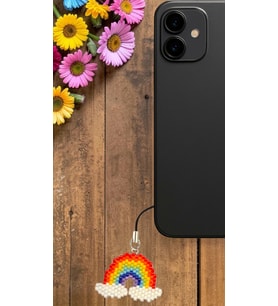 Miyuki Boncuk El Yapımı Minik Gökkuşağı Telefon Çarmı - Charm (Çok Renkli)