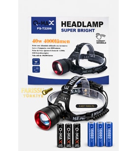 40W 4000 Lümen Sensörlü Kafa Lambası + 3 ADET YEDEK PİLLİ MEGA PAKET (Toplam 6 Pil)