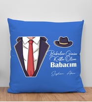 BK Gift Kişiye Özel İsimli Babalar Günü Tasarımlı Mavi Kırlent Yastık-4 Babaya Hediye, Ev Dekorasyonu, Babalar Günü Hediyesi