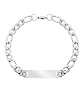 Silver Renk Gurmet Zincirli Kişiye Özel İsim/Harf Yazılı Erkek Çelik Bileklik (Gümüş)