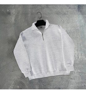 Erkek Yarım Fermuarlı Üç İplik Sweatshirt - Gri
