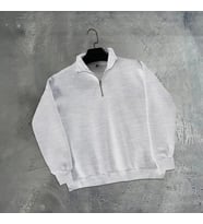 Erkek Yarım Fermuarlı Üç İplik Sweatshirt - Gri