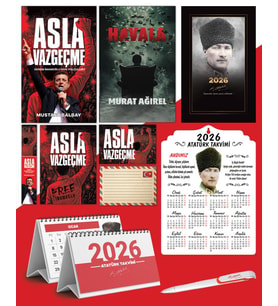 Asla Vazgeçme - Ayraç - Kartpostal - Poster - Havala -  2026 Ajanda Komutan - Kalpaklı Ahşap Duvar Takvimi - Masa Takvimi