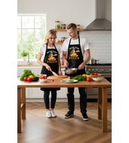 Kadın Unisex Mutfak Aşçı Önlüğü Pizza Temalı Vintage Baskı Rahat Kesim Günlük Modern Şık Konforlu