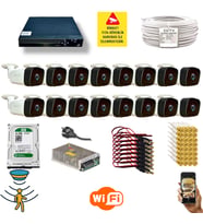 Qromax 16 Kamerali Set - Hareket Algilayan Gece Görüşlü 36 Ir Led 5mp Sony Lensli 1080p Full Hd Metal Kasa Güvenlik Kamerasi Seti 5236