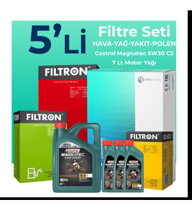 Filtron Peugeot Boxer 2.2 Dizel Filtre Bakım Seti Castrol Motor Yağlı (2014-2016) 5 Li