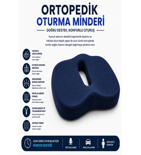 Ortopedik Oturma Minderi – Hafızalı Visco Köpük Kuyruk Sokumu Destek Yastığı, Uzun Süreli Oturuşlar İçin Ergonomik Ofis ve Araç Koltuğu Minderi