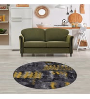 Batik Desenli Renk Geçişli Dijital Baskı Yıkanabilir Kaymaz Taban Modern Salon Halısı Yolluk (Antrasit)