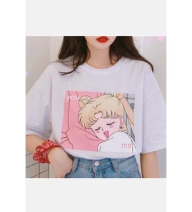 Sailor Moon You Me Beyaz Tişört