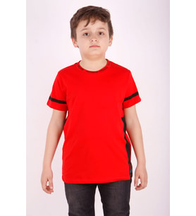 Toontoy Erkek Çocuk Yaka ve Arkası Baskı Detaylı Tişört (Kırmızı)