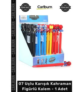 #Kalem Kaliteli Ergonomik Şık Eğlenceli Tasarım Okul 07 Uçlu Karışık Kahraman Figürlü Kalem - 1 Adet