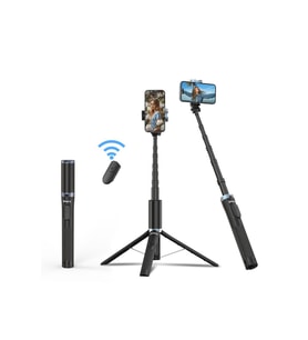 360 Derece Dönen Tripod ve Selfie Çubuğu, Kablosuz Kumanda, Siyah
