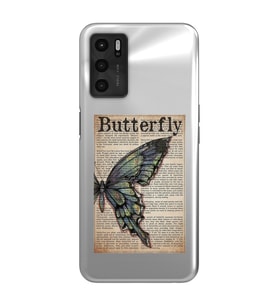 Oppo A16 / A55 Uyumlu Butterfly Tasarımlı Şeffaf Telefon Kılıfı