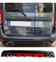 Dacia Logan Difüzör Arka Tampon Eki 4 Egzoz Çıkışlı Kırmızı Lüx Tip