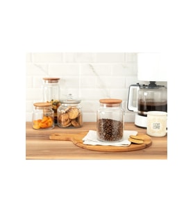 Ahşap Kapaklı, Vakumlu Cam Kavanoz- 890 Ml
