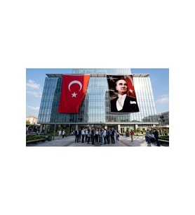 Ay Yıldızlı Bayrak Atatürk Portresi Bayrak ve Türk Bayrağı Premium Raşel Kumaş 2'li Set 10x15 metre ATA15