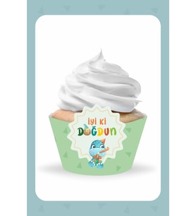 Baby Dinozor Temalı Cupcake Sargısı 8'li