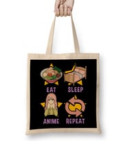 Cute Eat Sleep Anime Repeat Funny Anime Obsessed Bez Çanta Uzun Saplı