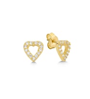 925 Ayar Gold Zirkon Taşlı Kalp Gümüş Küpe