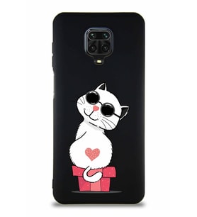 Xiaomi Redmi Note 9S Soft Premier Kapak Coolcat Tasarımlı Silikon Kılıf - Siyah (Şeffaf)