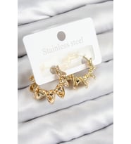 Pirinç Kıvrımlı Halka Model Gold Renk Kadın Küpe (Altın)