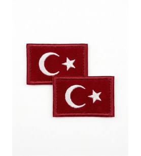 Bayrak Peç Kırmızı 2 Adet 4x6 cm Arkası Cırtlı (Kara Kuvvetleri Kol Peçi)