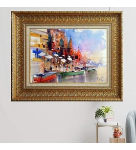 Gold Altın Kalın Çerçeveli Paspartulu Tablo vvb868