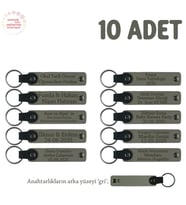 Kül Gri & Gri, Anneler Günü İçin İsim Yazılı Hatıra Anahtarlık 10’lu Set