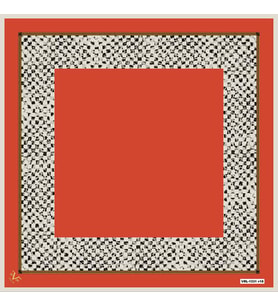 Ekose Desen Black Seri Twill Eşarp Eşarp Askısı ile Birlikte 90x90 cm Mercan Kre