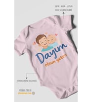 Dayım Olsun Yeter Kısa Kollu Bebek Body %100 Pamuk