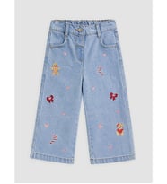 LCW Kids İndigo Nakışlı Kız Çocuk Jean Pantolon
