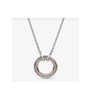 Lines Bijuteri s925 Ayar Gümüş Modern Şık Rose  Signature İki Renkli Logo ve Pavé Kolye