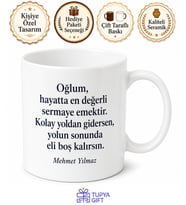 Baba Nasihatı Yazılı Kupa Bardak Babalar Günü Özel Hediye Porselen