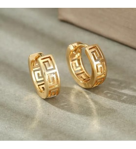 Gold Geometrik Desenli Şık Halka Küpe