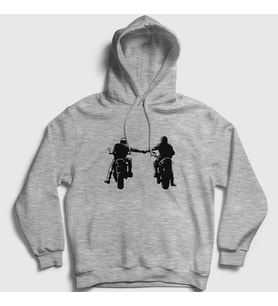 Presmono Unisex Gri Biker Brotherhood Hediye Motorcu Kapüşonlu Sweatshirt 457889tt (Gri)
