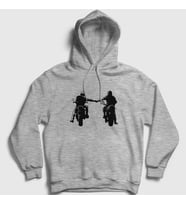 Presmono Unisex Gri Biker Brotherhood Hediye Motorcu Kapüşonlu Sweatshirt 457889tt (Gri)