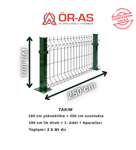 Panel Çit Takım -( 100cm Yükseklik-250 cm uzunluk ) (Y.Yeşil)