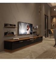 Decoraktiv Trendstyle 270R Slm Tv Ünitesi Tv Sehpası - Ceviz Siyah (Siyah - Ceviz)