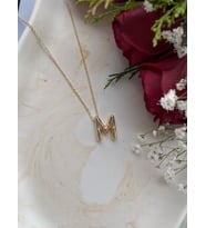 Unisex Gold Balon M Harf Hediye Kolye