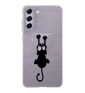 Samsung Galaxy S21 FE Kapak Mandala Kedi Tasarımlı Şeffaf Silikon Kılıf
