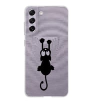Samsung Galaxy S21 FE Kapak Mandala Kedi Tasarımlı Şeffaf Silikon Kılıf