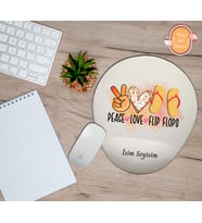 Kişiye Özel Yaz Tatil Temalı Barış Sevgi Parmakarası Terlik Yazılı  Mouse Pad Bilek Destekli