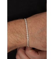 3mm Halat 925 Ayar Gümüş Erkek Zincir Bileklik Veb-5286319