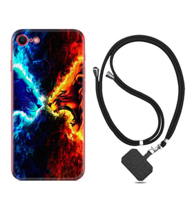 Apple iPhone 5 6 7 8 Plus Se XR Kılıf Boyun Askılı Silikon Red Blue Leon 1714
