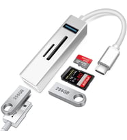 BN08 Macbook ve Android İçin 5 in 1 Alüminyum Type-C to USB 5GBPS 3.0 Çoklayıcı Hafıza Kartı Okuyucu OTG