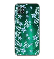 PrintiFy Huawei P40 Lite Uyumlu Kamera Korumalı Floral Mavi Tasarımlı Şeffaf Silikon Kılıf