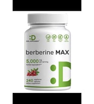DEAL SUPPLEMENT Berberine Max  5,000mg  240 Veggie Capsul – 97% Pure Berberine HCL – 25:1 Root Extract – Non-GMO.3857 (Renksiz)