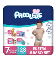 Paddlers Bebek Bezi 7 Numara XX-Large (20-30 Kg) 128 Adet – Ekstra Jumbo Set