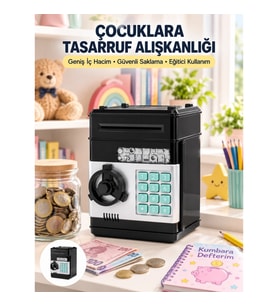 Mey İthalat® Otomatik Para Çeken Şifreli ATM Tasarımlı Kumbara