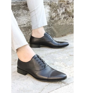 FAST STEP Hakiki Deri Erkek Klasik Ayakkabı 741MA2012 (Siyah)